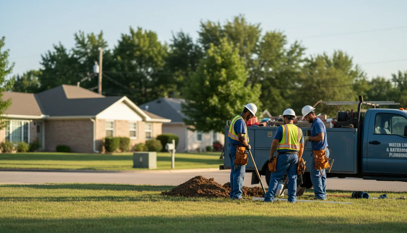Residential water line and bathroom plumbing service in Fredericksburg, IN